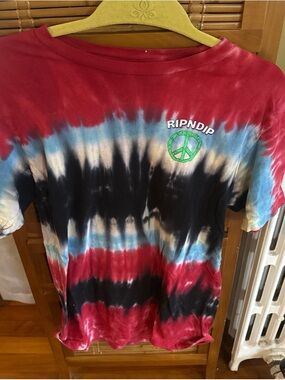 Ripndip Red Black Blue Tie-Dye Peace Logo Tee
